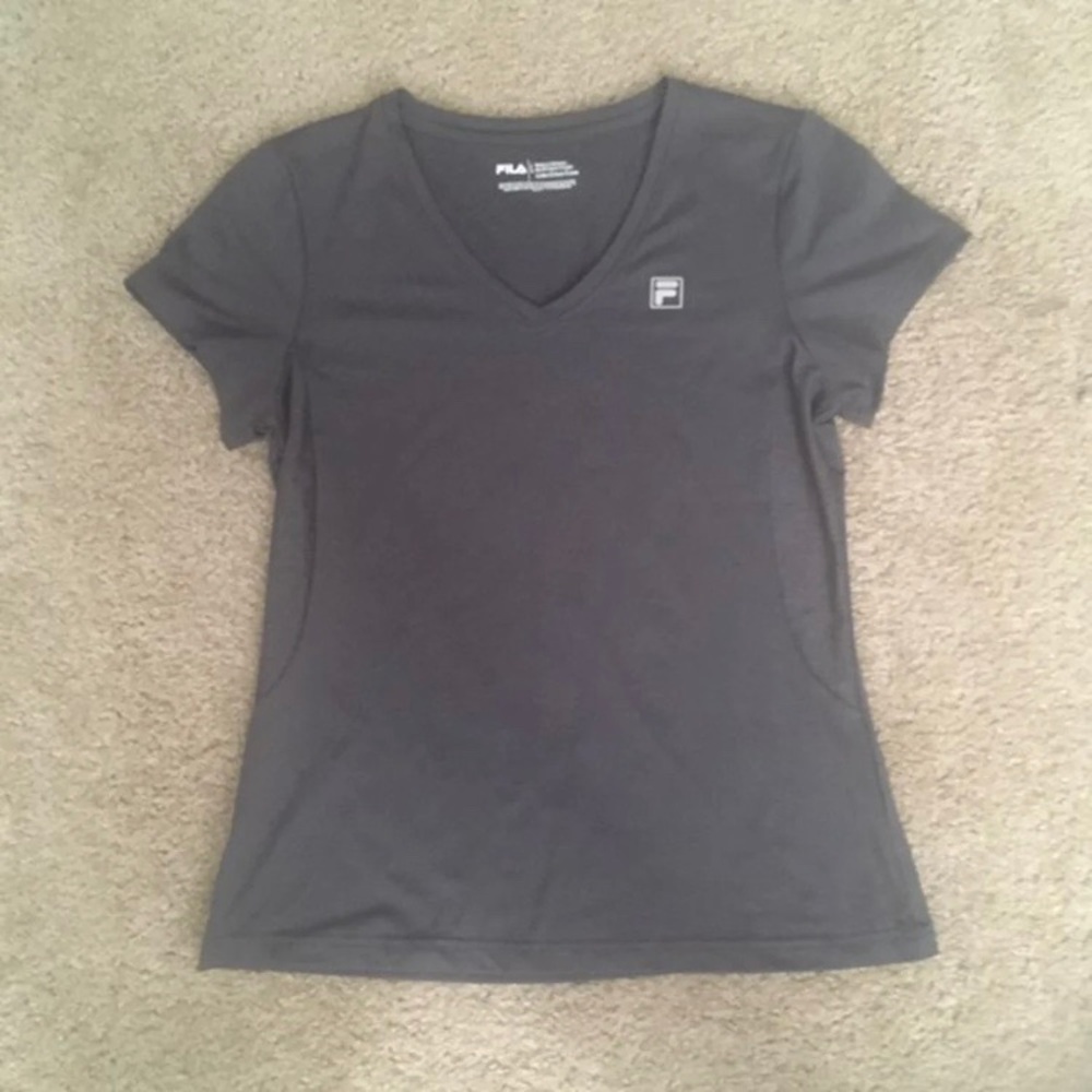 Grey Fila sport v neck tee shirt athletic